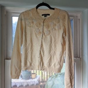 Nougat London Cashmere button up beaded cardigan sweater